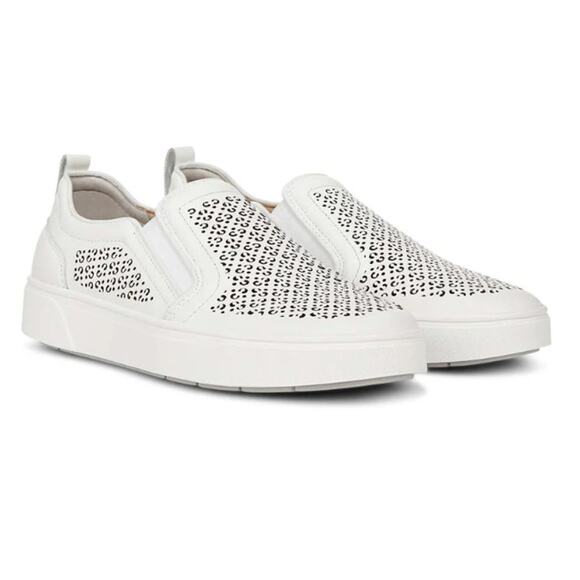 NEW Vionic Women Kimmie Perforated Suede Low Top Slip-On Sneakers Size 12 White - Picture 1 of 7